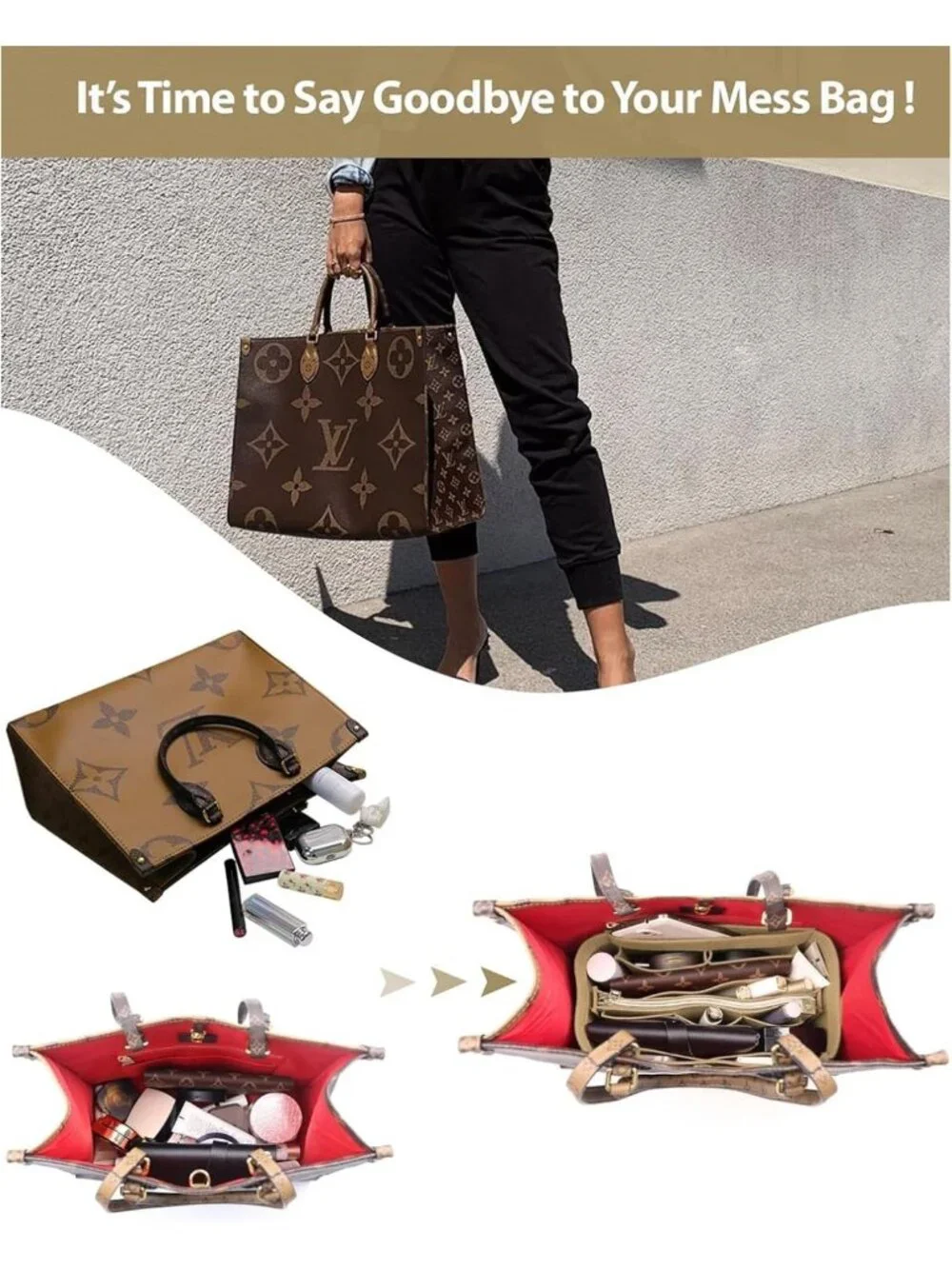 Felt Purse Organizer Insert with 5 Sizes - Handbag Dividers for Tote Bags